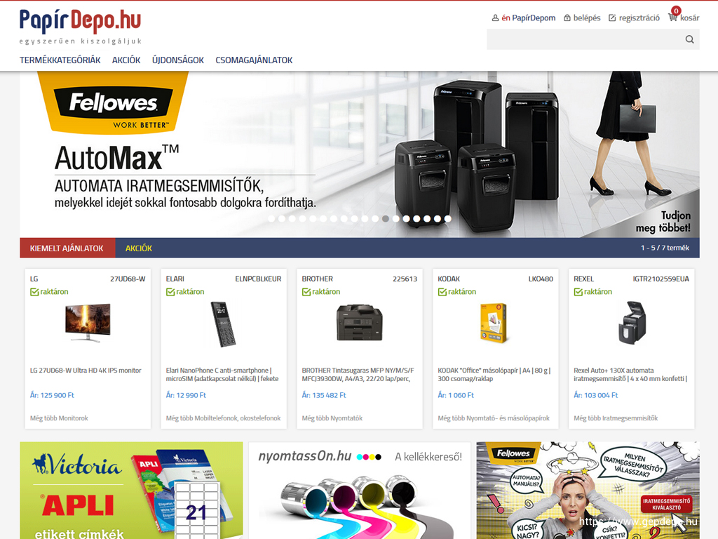 Papirdepo.hu irodaszer, cégellátó webáruház